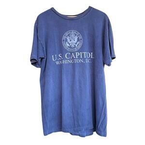Tipsy U.S. Capitol Tee | Faded Navy Cotton | Size L | Vintage